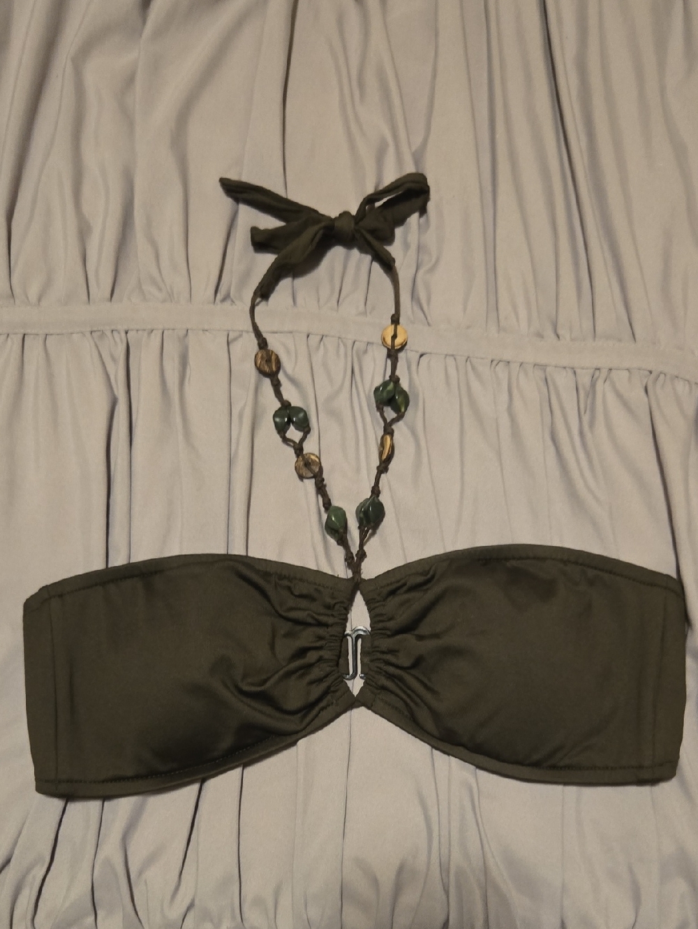 Mossimo Olive Green Beaded Bandeau Bikini top